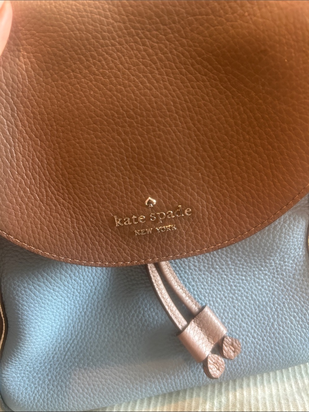 kate spade Two-Tone Brown & Blue Leather Backpack - Picture 2 of 3